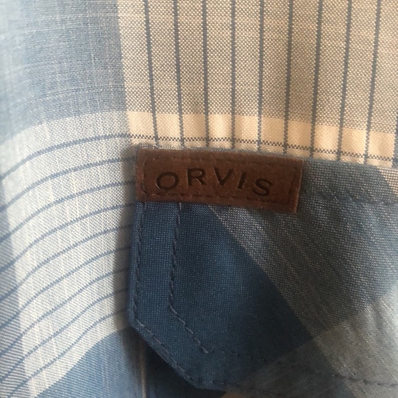 Orvis Men's Blue Plaid Shirt - Picture 3 of 12